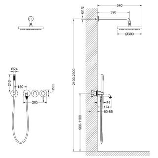 Душевой комплект Timo Saona SX-2348/03SM чёрный матовый