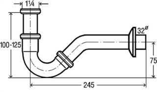 Сифон для биде Viega V2 103781 32 мм, хром