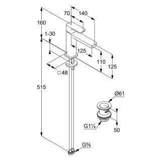 Смеситель для раковины Kludi Renon 422883975 чёрный матовый