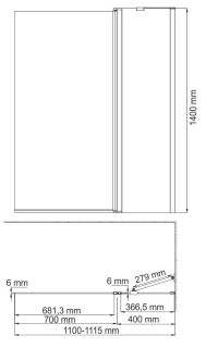 Шторка на ванну WasserKRAFT Berkel 48P02-110R Matt glass Fixed правый