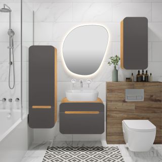 Шкаф навесной Runo Ницца 35 дуб натуральный графит правый (00-00002126)