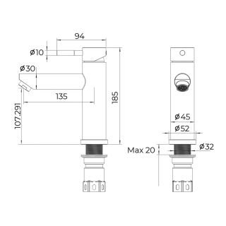 Cмеситель для раковины Knotlor SS-04, сатин