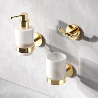 Стеклянный стакан с настенным держателем AM.PM X-Joy A85A34399 золото