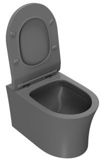 Подвесной унитаз Point Вега PN41711GM безободковый серый матовый