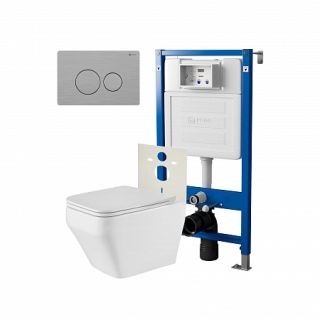 Комплект унитаза с инсталляцией Point Элемент PN48230SB с сиденьем Микролифт