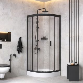 Душевой уголок AM.PM Gem WK90EM профиль черный 80х80 см