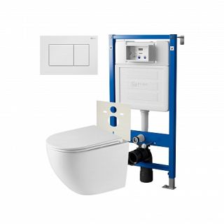 Комплект унитаза с инсталляцией Point Элемент PN48256W с сиденьем Микролифт