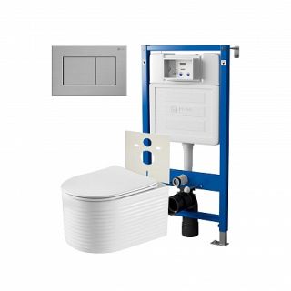 Комплект унитаза с инсталляцией Point Элемент PN48274SB с сиденьем Микролифт