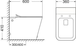 Унитаз приставной SantiLine SL-5033MB безободковый с импульсной системой смыва черный