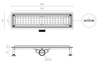 Душевой лоток Ctesi Way Square BK4024150 80см