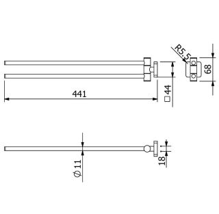 Полотенцедержатель Kludi Vela S 25977N5 44 см брашированный никель