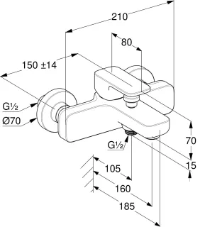 Смеситель для ванны Kludi Renon 42691N575 брашированный никель