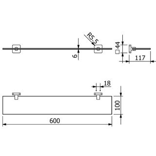 Полка стеклянная Kludi Vela S 25973N1 60 см брашированная бронза