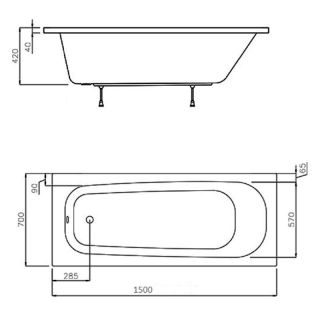 Акриловая ванна Ravak Septima C630S00000 белая 150 x 70 см