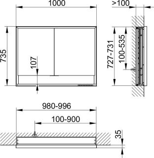 Зеркальный шкаф Keuco Royal Lumos 14334171304 100 см