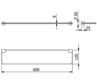 Полка стеклянная Kludi Vela R 5897339 60 см чёрный матовый