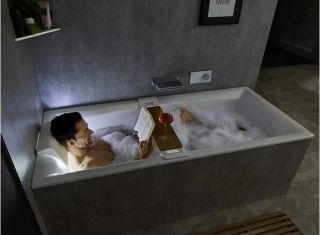 Акриловая ванна с подсветкой Riho Still Square LED Fall B100034005 170х75см светодиоды и подголовник слева заполнение через перелив белый