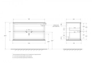 Тумба Cezares подвесная под раковину с двумя выдвижными ящиками 55331 Verde opaco, 100x46x55