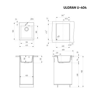 Кухонная мойка Ulgran Classic U-404-308 чёрный