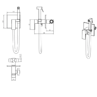 Гигиенический душ со смесителем Boheme Qubic 477-BRB брашированная бронза