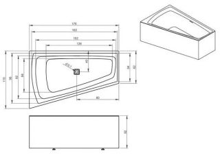 Акриловая ванна Riho Still Smart Fall Plug and Play B101015005 R заполнение через перелив 170х110см белый