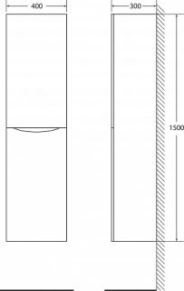 Шкаф-колонна BelBagno подвесной левосторонний 40x150см Patinato Turchese FLY-MARINO-1500-2A-SC-PT-P-L