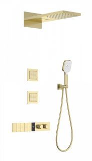 Душевой комплект Wonzon & Woghand WW-D4538-A-BG с термостатом брашированное золото