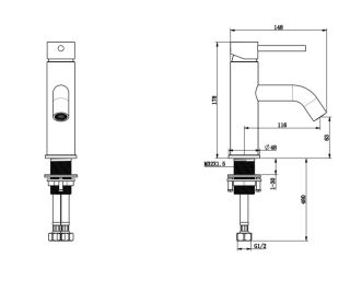 Смеситель для раковины Bronze de Luxe SCANDI 1451BR, бронза