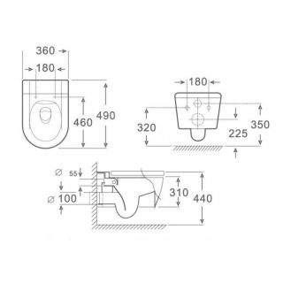 Унитаз подвесной Maretti Elena безободковый с микролифтом, EA10PBM93-560, черный
