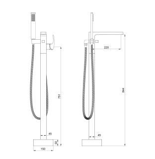 Напольный смеситель для ванны Wonzon & Woghand Fit WW-88649009-BG брашированное золото