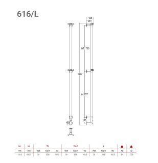 Полотенцесушитель электрический Margaroli Arcobaleno 616/X/L Switch Brushed Nickel BN 168x12 см брашированный никель