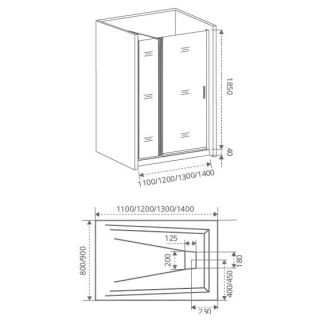Душевая дверь Good Door Fantasy WTW-140-F-CH стекло прозрачное с зеркальным рисунком Фэнтази