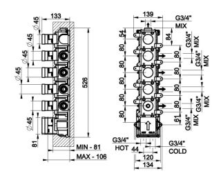 Скрытая часть для термостата высокой производительности Gessi 43109.031