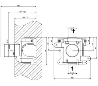 Скрытая часть запорного вентиля для термостата высокой производительности Gessi Inciso 43283.031 хром