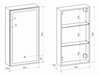 Зеркало-шкаф с подсветкой Continent Allure МВК056 правый 35см белый
