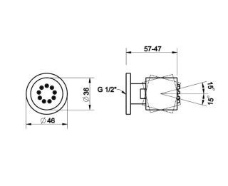 Боковая поворотная форсунка Gessi Body Jets 13375.031 хром