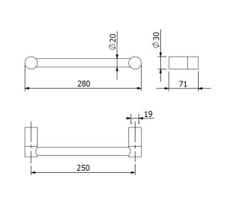 Поручень для ванны Kludi Vela R 5898139 28 см чёрный матовый