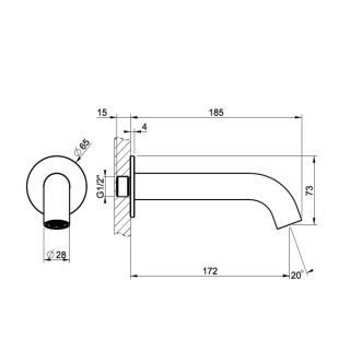 Встраиваемый излив для ванны Gessi 316 54008.239 брашированная сталь