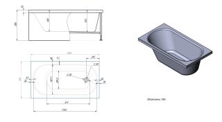 Акриловая ванна Timo Roha ROHA1370 130x70 см