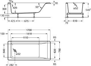 Акриловая ванна Roca Easy 170x75 ZRU9302899