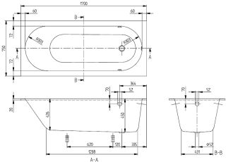 Ванна Villeroy Boch Oberon UBQ170OBE2V-01 170 x 75 см квариловая