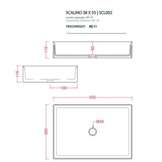 Раковина ArtCeram Scalino SCL002 12 00 giallo zinco 55 см