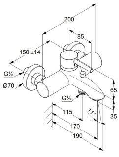 Смеситель для ванны и душа Kludi Bozz хром 386910576