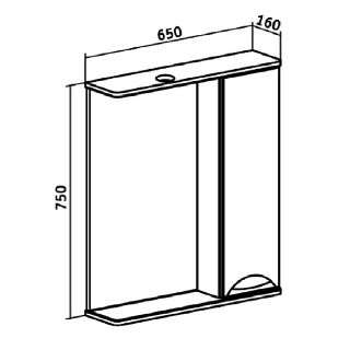 Зеркальный шкаф Runo правый Барселона 65 (00000001036)