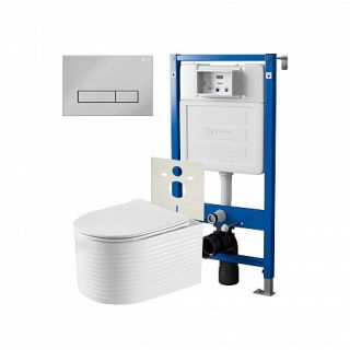 Комплект унитаза с инсталляцией Point Элемент PN48266C с сиденьем Микролифт