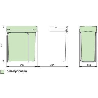 Система сортировки мусора Alveus ALBIO 211958 25 40L серый пластик