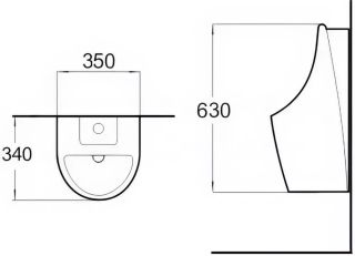 Писсуар настенный SantiLine SL-6001 функция электронного смыва белый