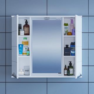 Зеркальный шкаф с подсветкой СанТа Родос 106017 80см белый