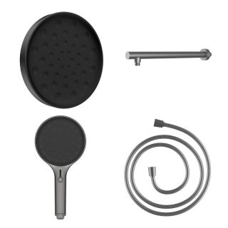 Душевой комплект Vincea Inspire VSHH-3I2AHGM верхний душ с держателем и ручной душ со шлангом воронёная сталь