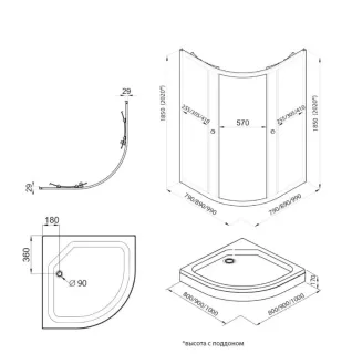 Душевой уголок Triton Альфа Щ0000054225 100x100 см профиль чёрный стекло прозрачное